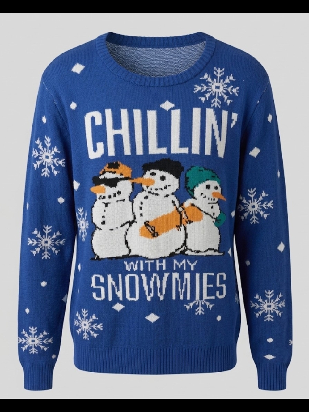 Chillin' With My Snowmies Blue Holiday Crewneck Sweater